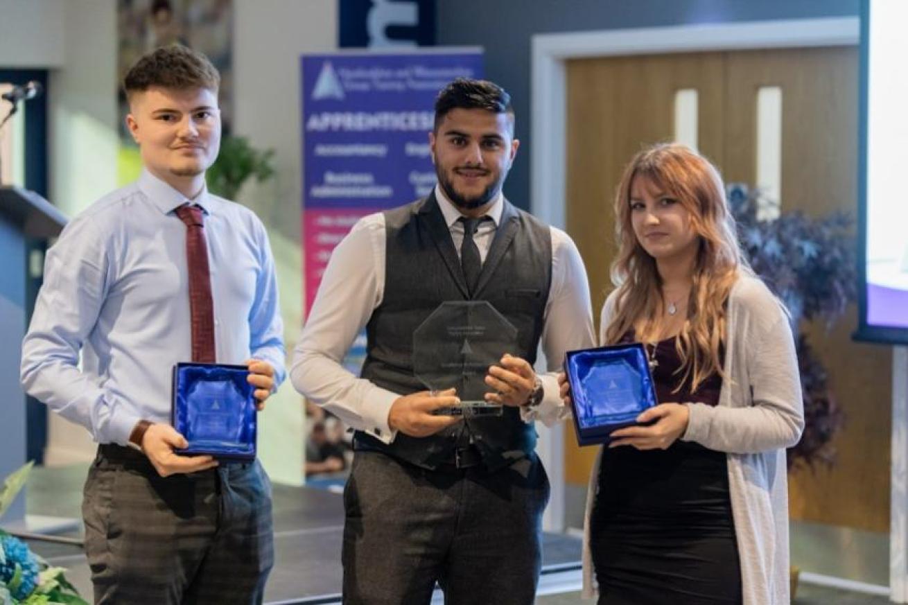 Sanctuary apprentices Matthew Ellis and Keeley Ash with technology project manager and former apprentice Faisal Zaib (centre) Sanctuary apprentices Matthew Ellis and Keeley Ash with former Sanctuary apprentice Faisal Zaib at the WGTA Apprenticeship Awards ceremony