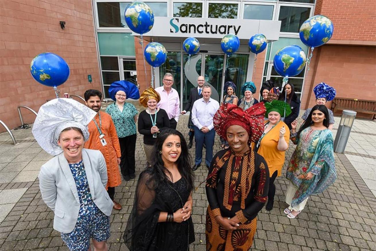 Staff gathered at Sanctuary’s Worcester offices to celebrate Cultural Diversity Day Staff gathered at Sanctuary’s Worcester offices to celebrate Cultural Diversity Day