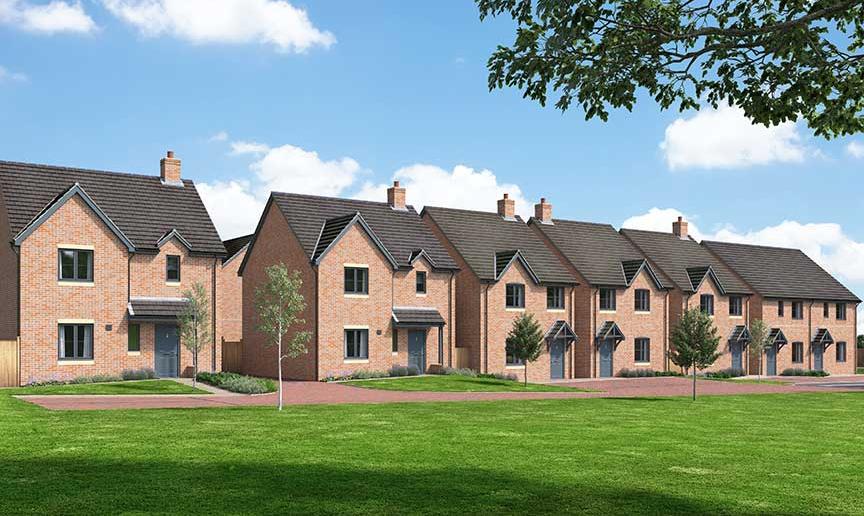 New build homes A computer-generated image showing a row of new-build houses at a Sanctuary new homes development.