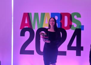 Katie Davies receiving her award of Apprentice Ambassador of the Year – recognising her commitment for championing apprenticeships to others. At the Worcestershire apprenticeship awards 2024.
